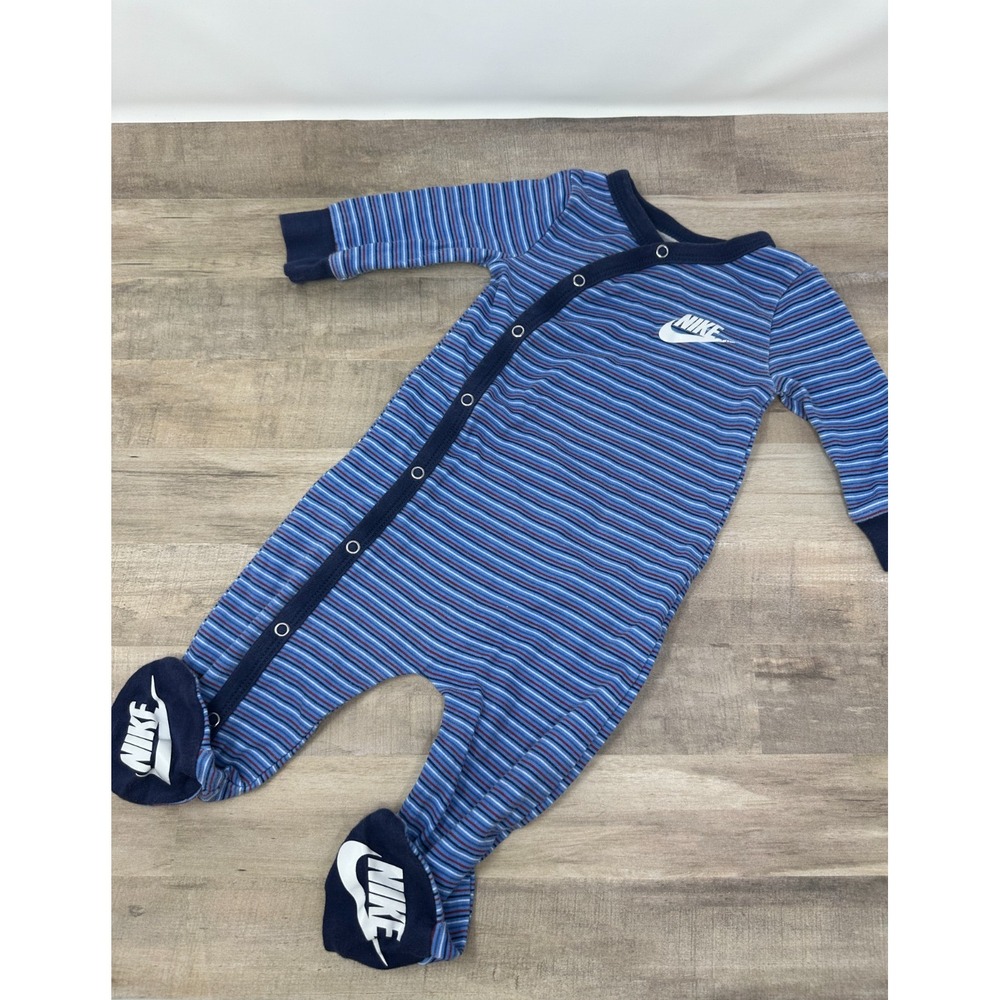 Nike Baby Boy Footed overall Sleeper ~ White, Red & Blue 6 Months